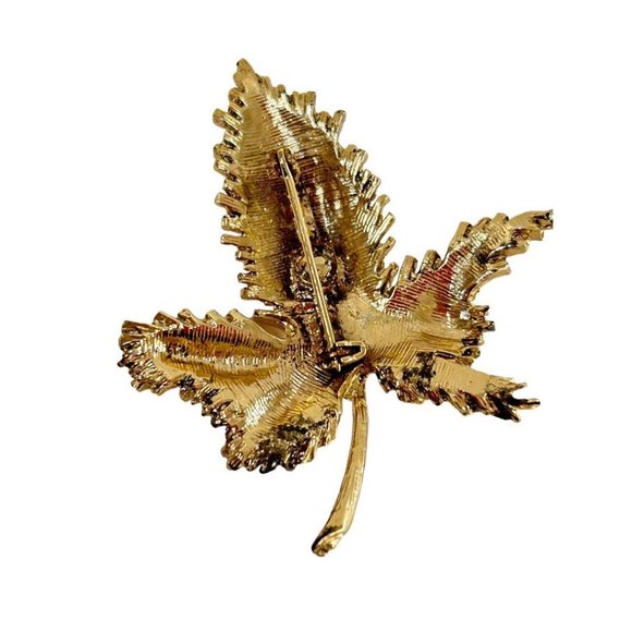 Vintage Goldtone Leaf Brooch 2.5" Statement Piece - Picture 4 of 6